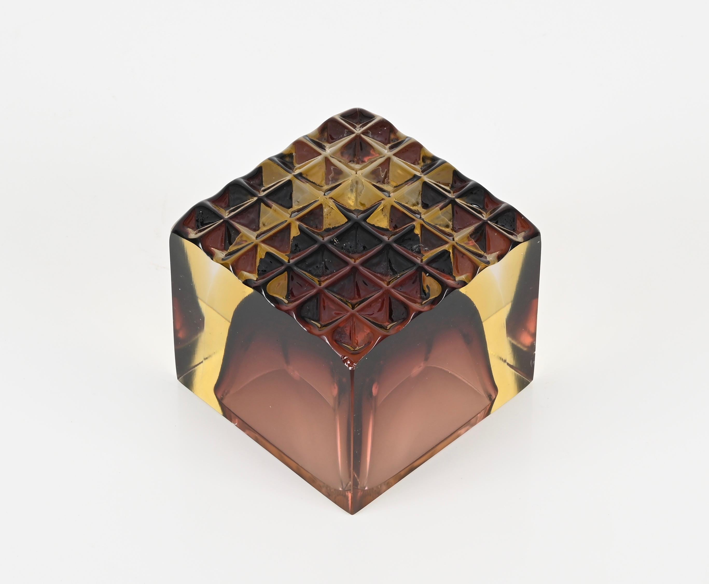 Vetro decorativo di Murano Glass Sommerso Merlot e Giallo, F. Poli Italia, 1960 in vendita 2