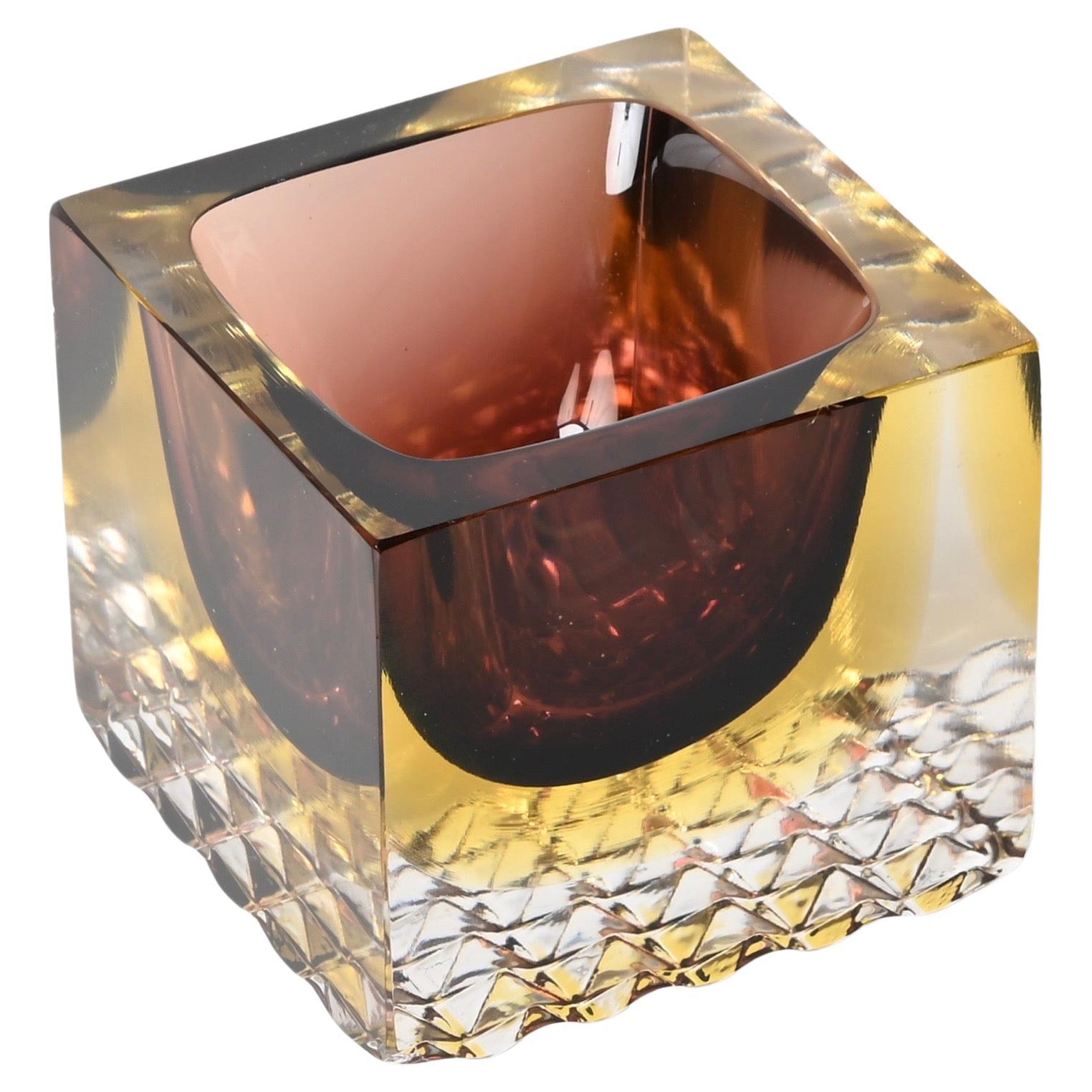 Vetro decorativo di Murano Glass Sommerso Merlot e Giallo, F. Poli Italia, 1960 in vendita