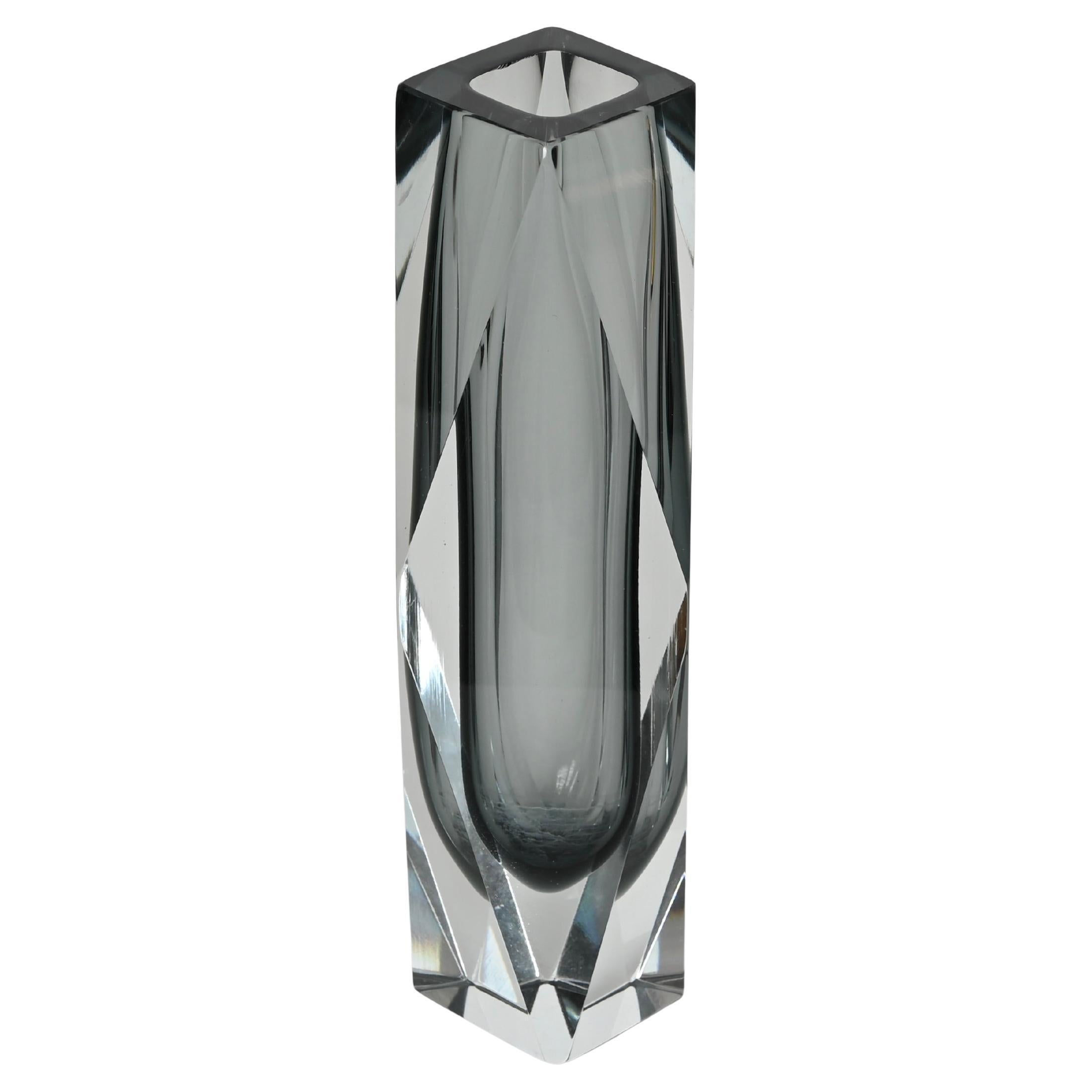 Jarrón Decorativo de Murano en Vidrio Soplado Gris Sommerso, Mandruzzato, Años 60