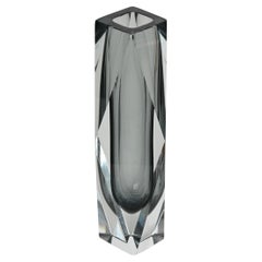 Murano Decorative Glass Vase in Sommerso Grey Blown Glass, Mandruzzato, 1960s