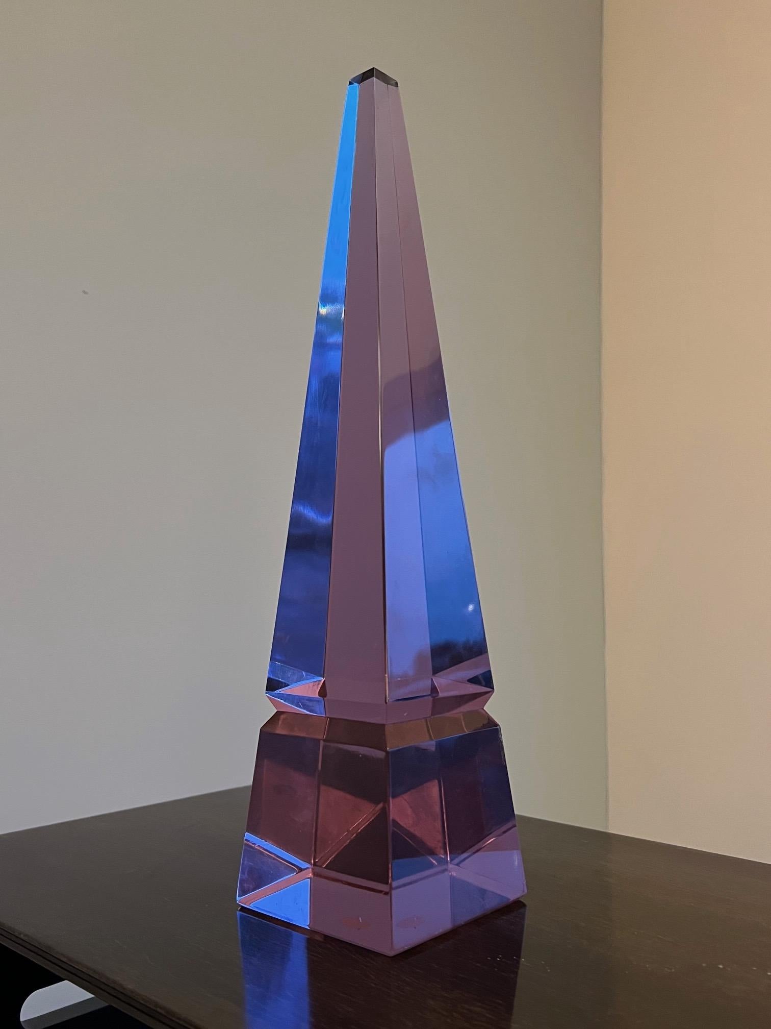 Art Glass Murano Decorative Obelisk by Seguso For Sale