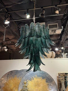 Murano Deep Green Palm Leaf Kronleuchter