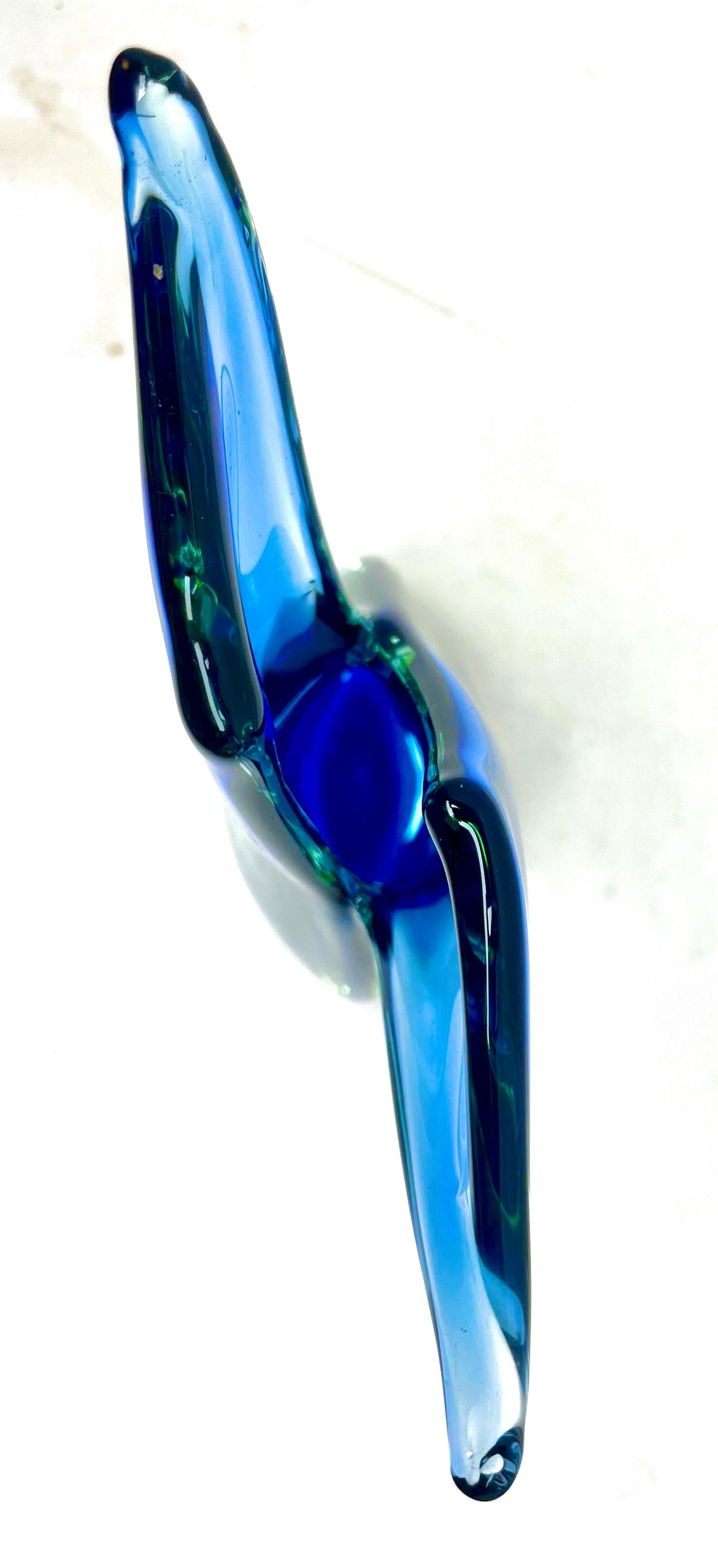 Hand-Crafted Murano Designs by Flavio Poli Cobalt - Green Somerso Vase For Sale