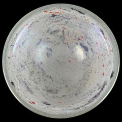 Cuenco de cristal de Murano Dino Martens Aureliano Toso Iridiscente Blanco Gris Arte Italiano