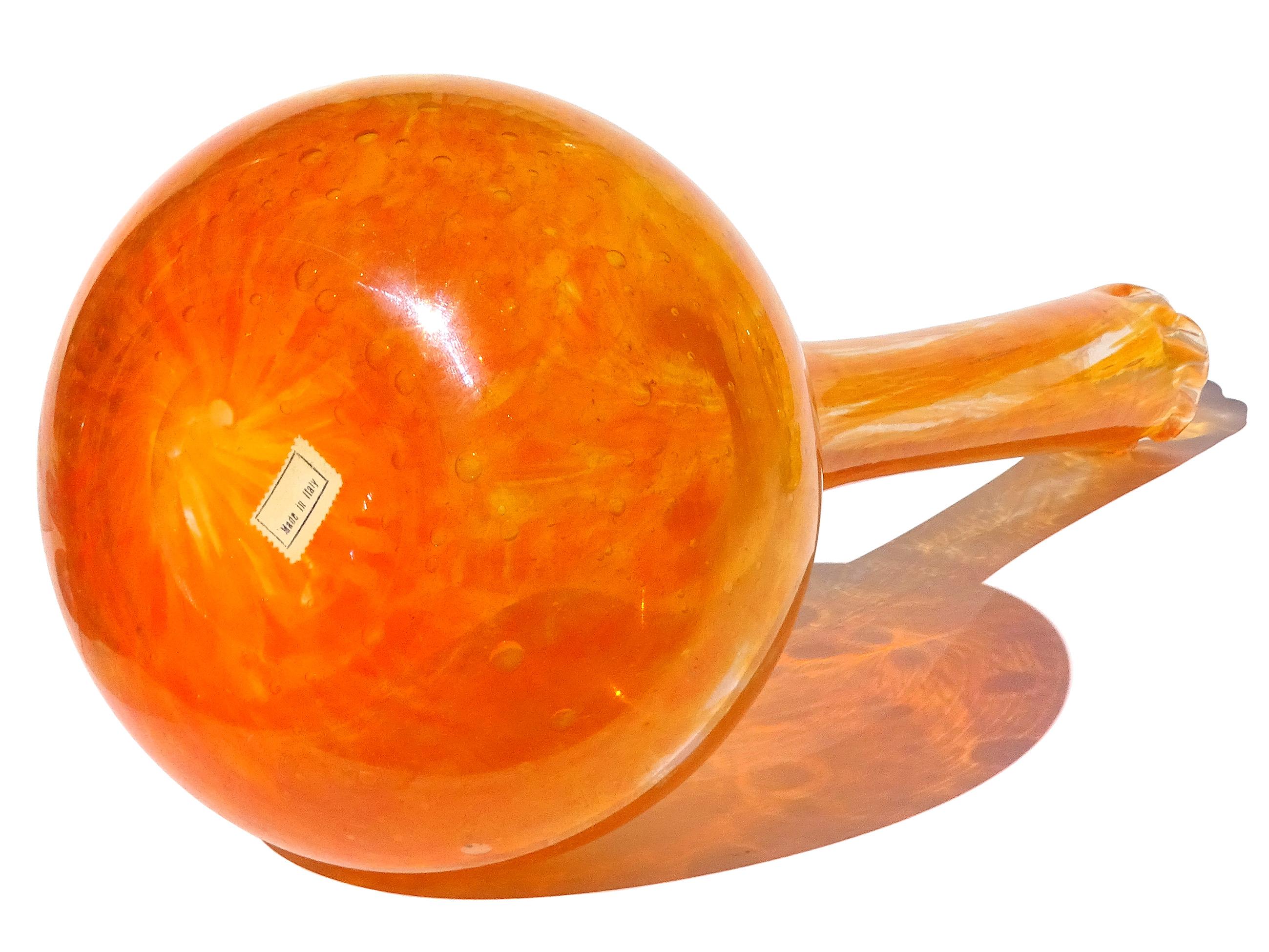 Vase à fleurs monumental en verre d'art italien irisé orange de Murano Dino Martens en vente 5
