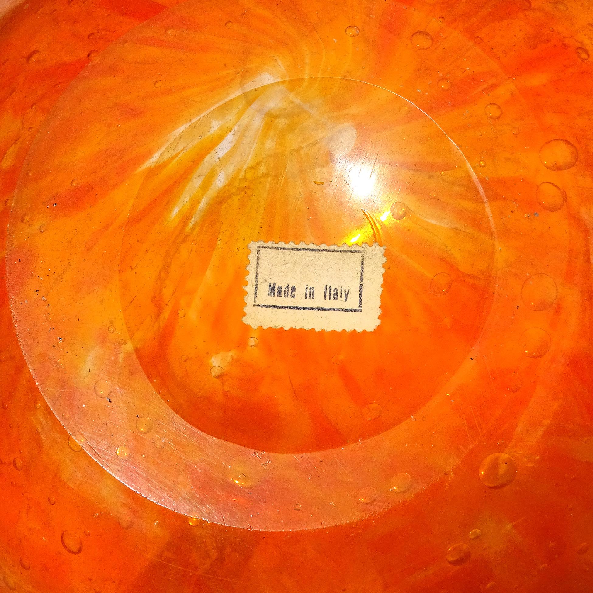 Vase à fleurs monumental en verre d'art italien irisé orange de Murano Dino Martens en vente 6