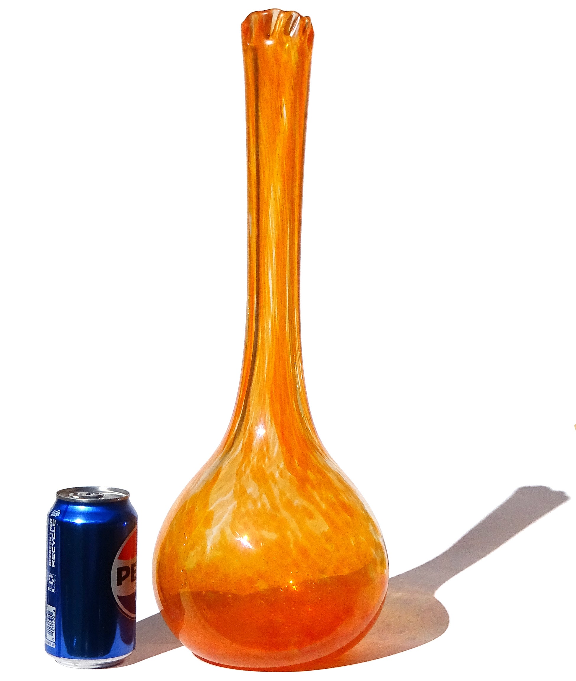 Vintage, rare et grand vase à fleurs en verre d'art italien 