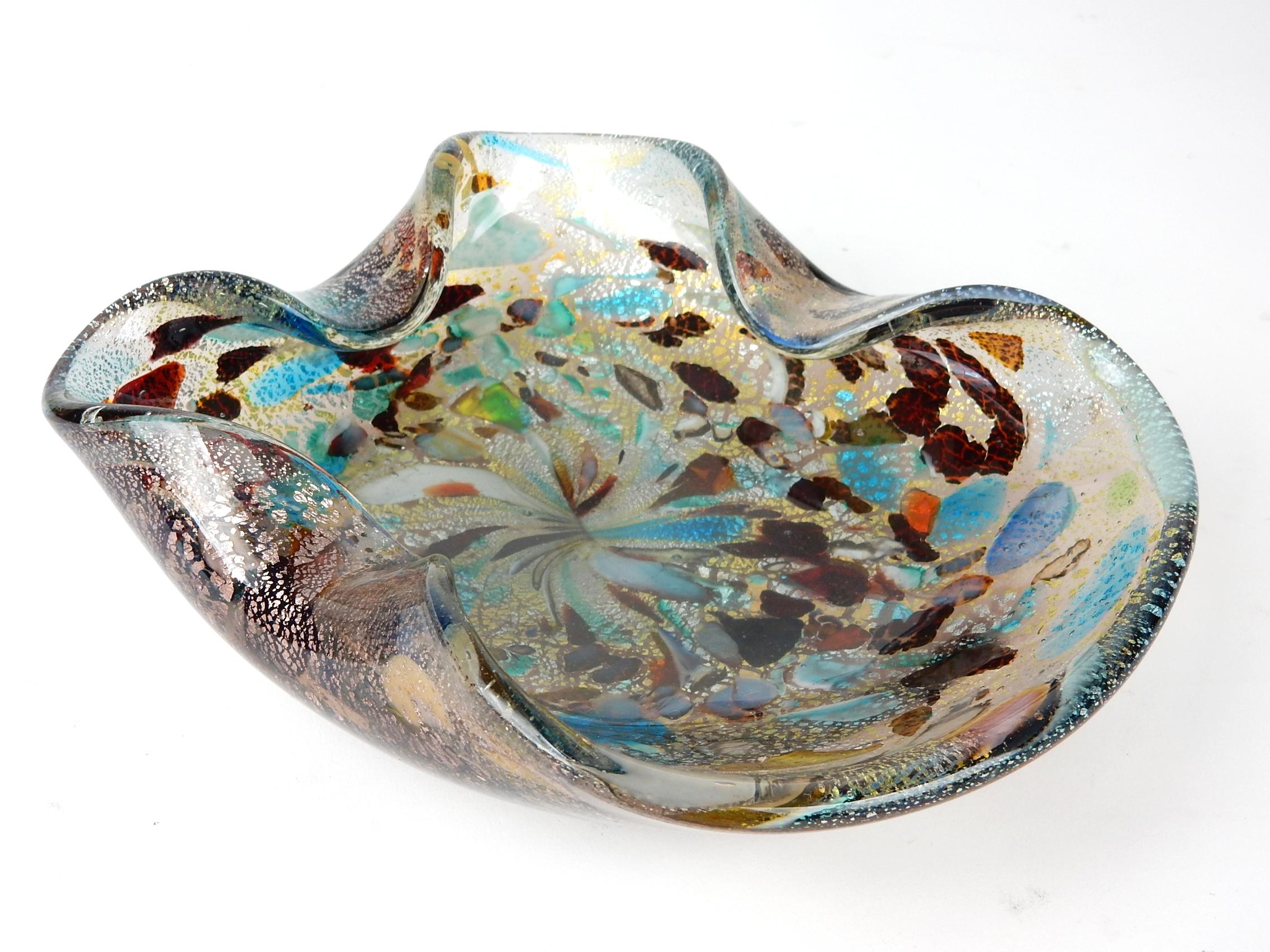 Mid-Century Modern Murano Dino Martens Tutti Frutti Art Glass Bowl Ashtray