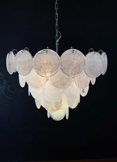 Murano disc chandelier alabaster iridescent