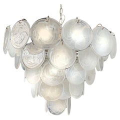  Murano disc chandelier alabaster iridescent 