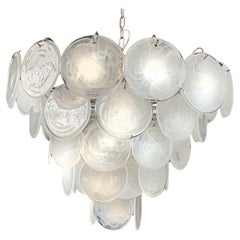 Murano disc chandelier alabaster iridescent