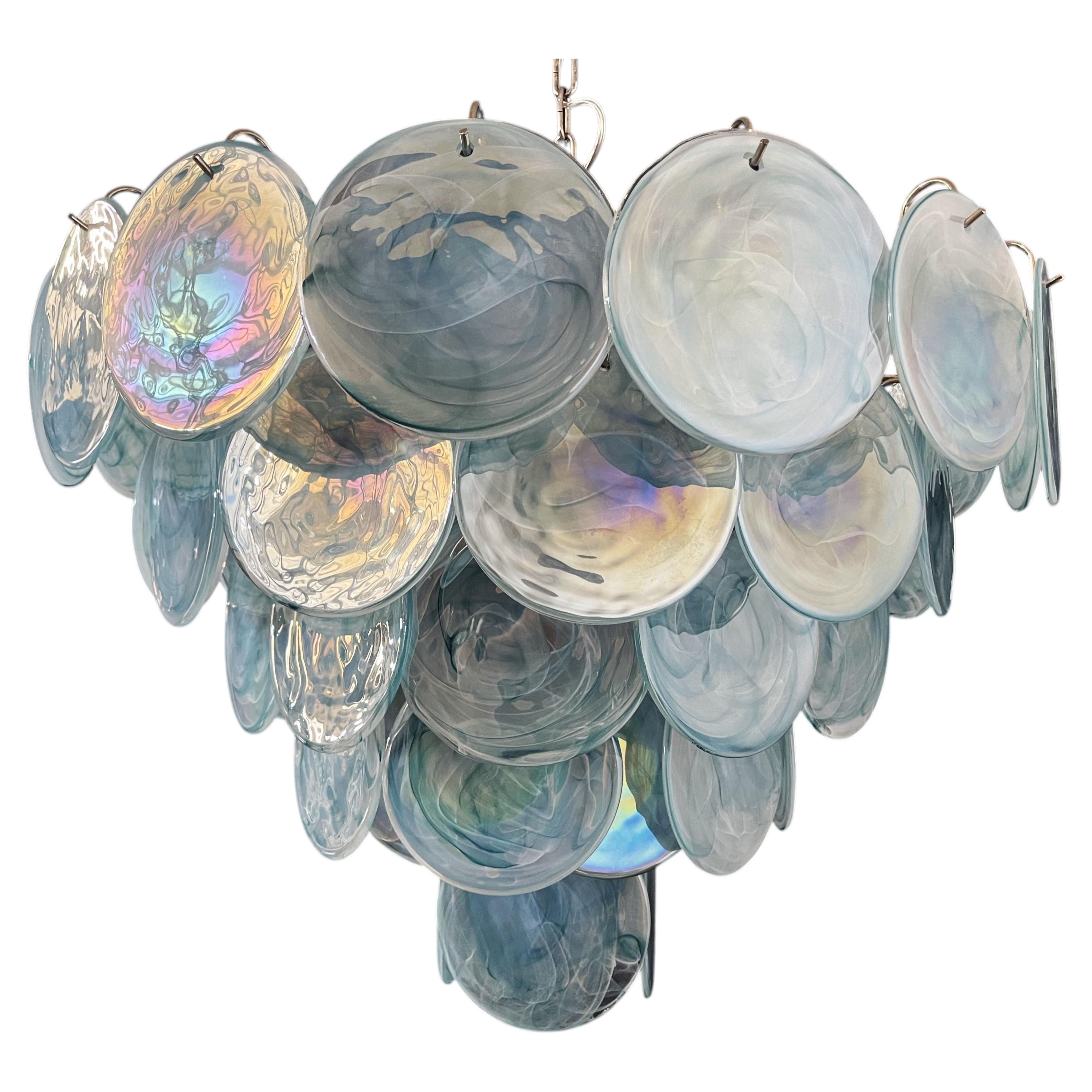Murano disc chandelier alabaster iridescent