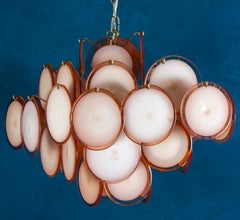 Murano Disc Chandelier Attributed to Vistosi, 1970s