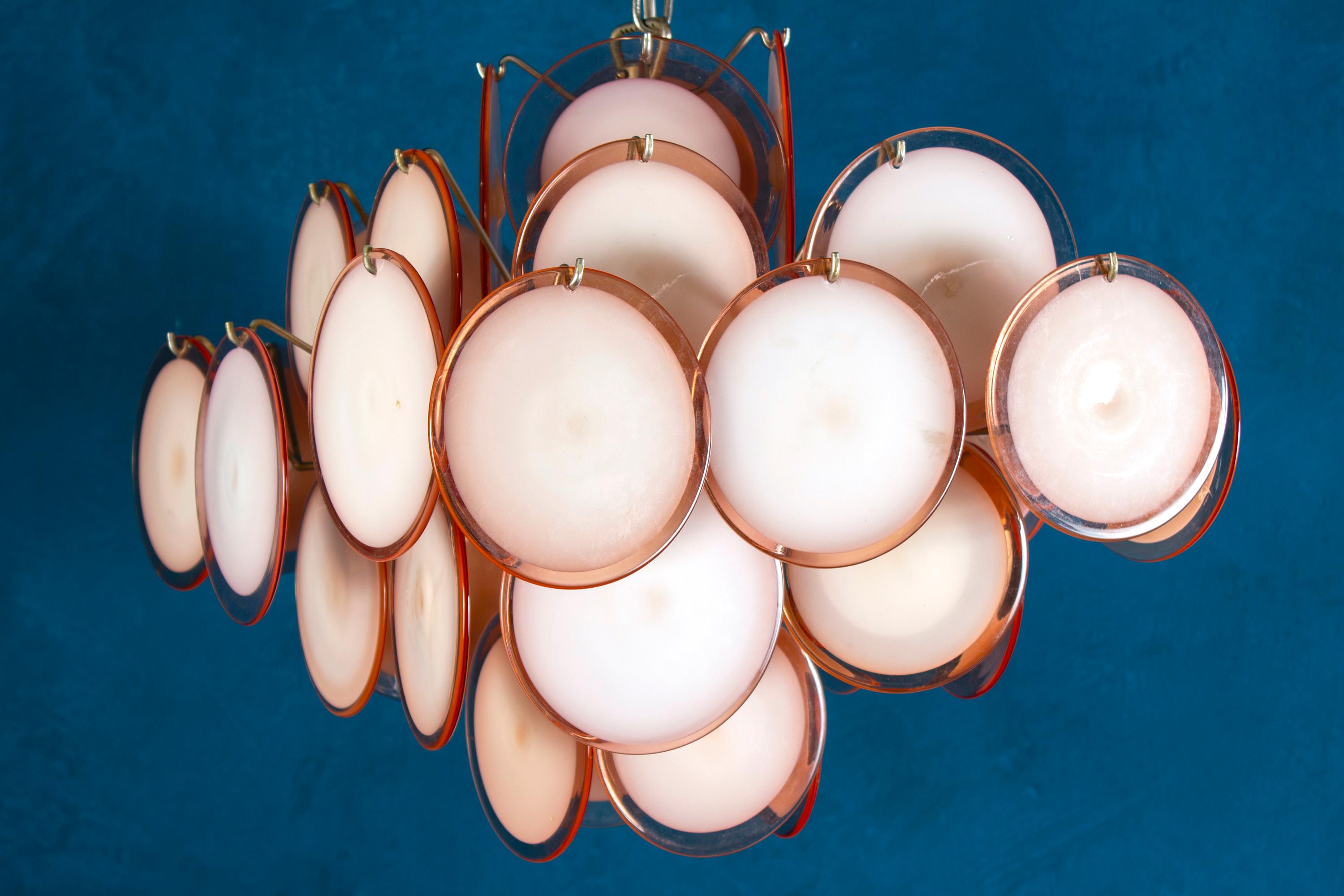 Italian Murano Disc Chandelier Attributed to Vistosi, 1970s For Sale