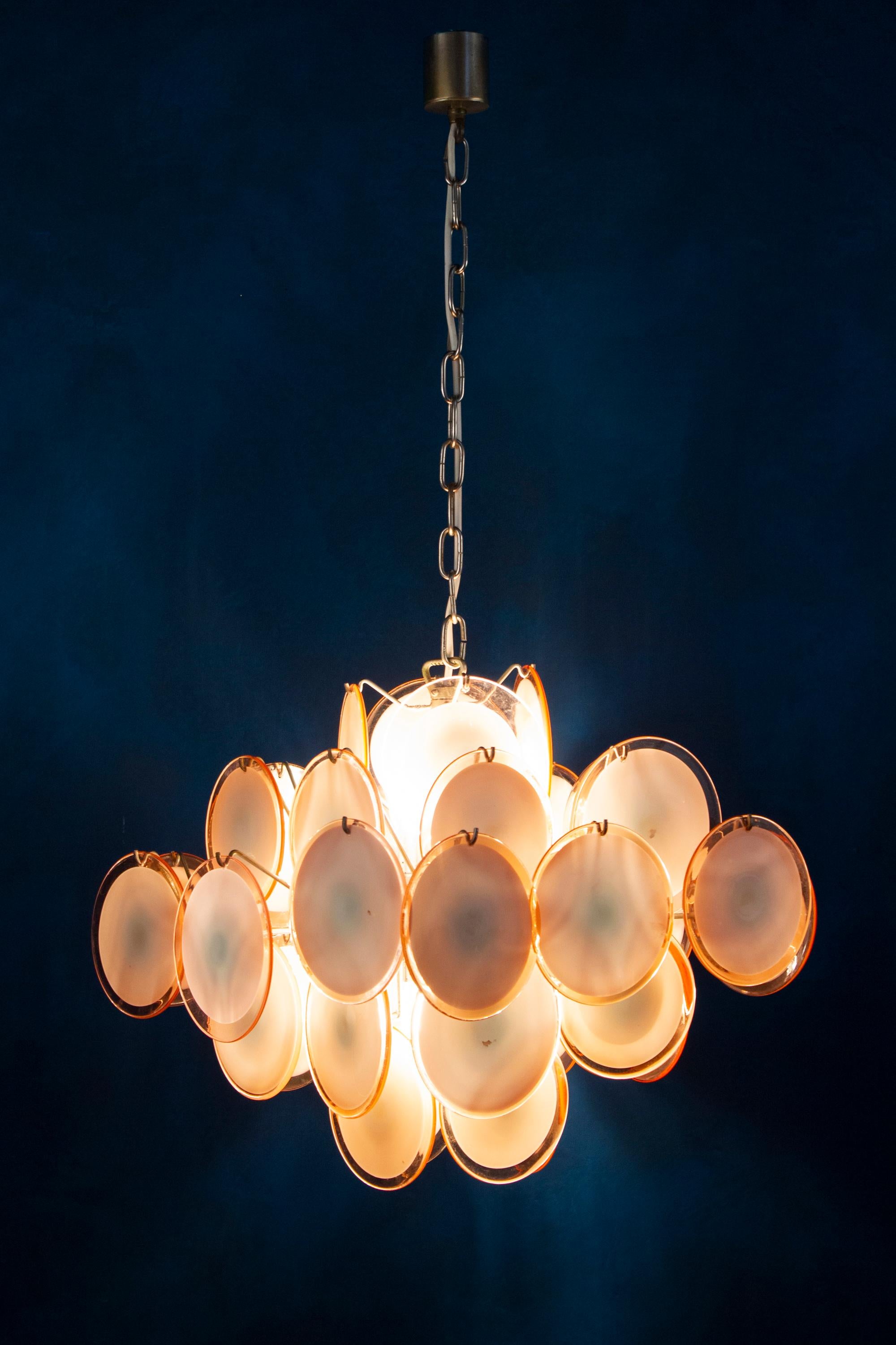 Murano Disc Chandelier Attributed to Vistosi, 1970s For Sale 2