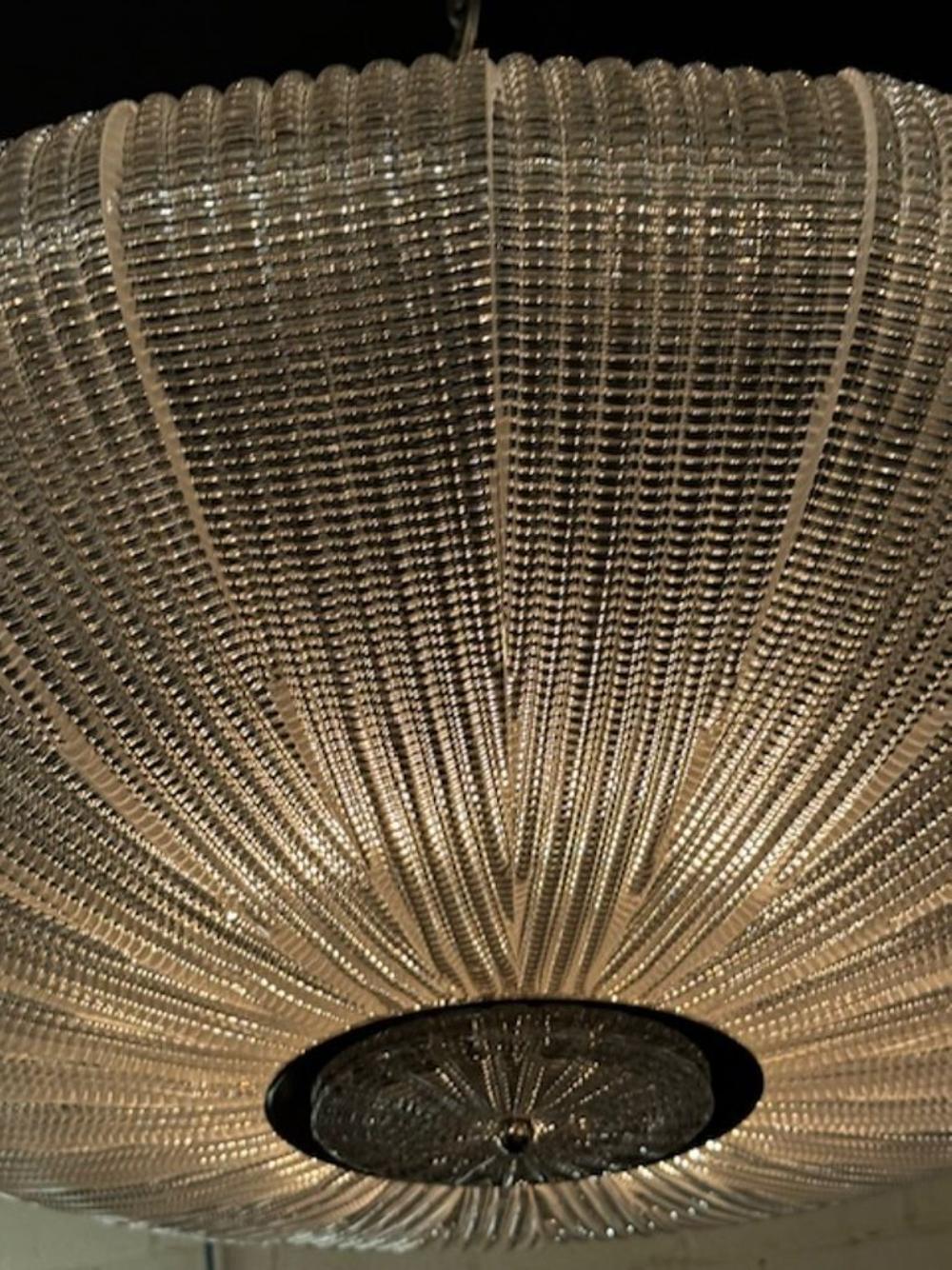 Vetro soffiato Lampadario a disco di Murano in vendita
