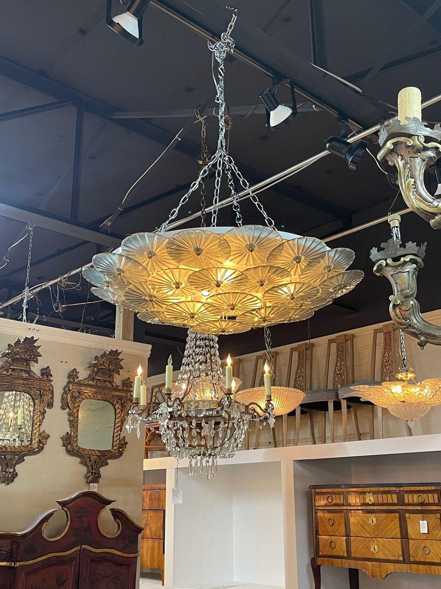 Lampadario a incasso a disco di Murano In condizioni buone in vendita a Dallas, TX
