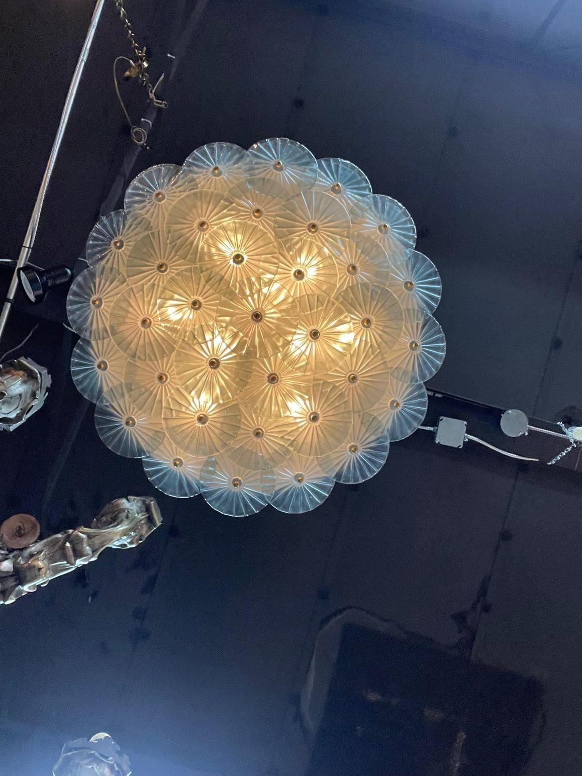 Vetro soffiato Lampadario a incasso a disco di Murano in vendita