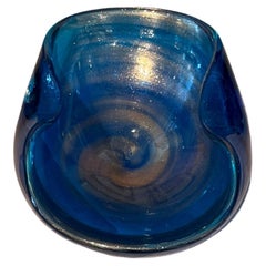 Murano Dish with Blue and Bronze Accents