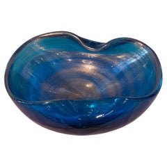 Murano Dish with Blue and Bronze Accents