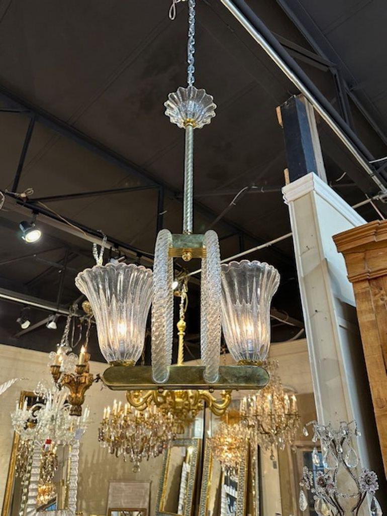 Late 20th Century Murano Double Cup Chandelier For Sale