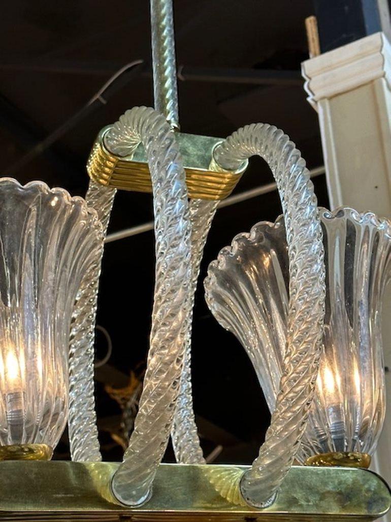 Blown Glass Murano Double Cup Chandelier For Sale