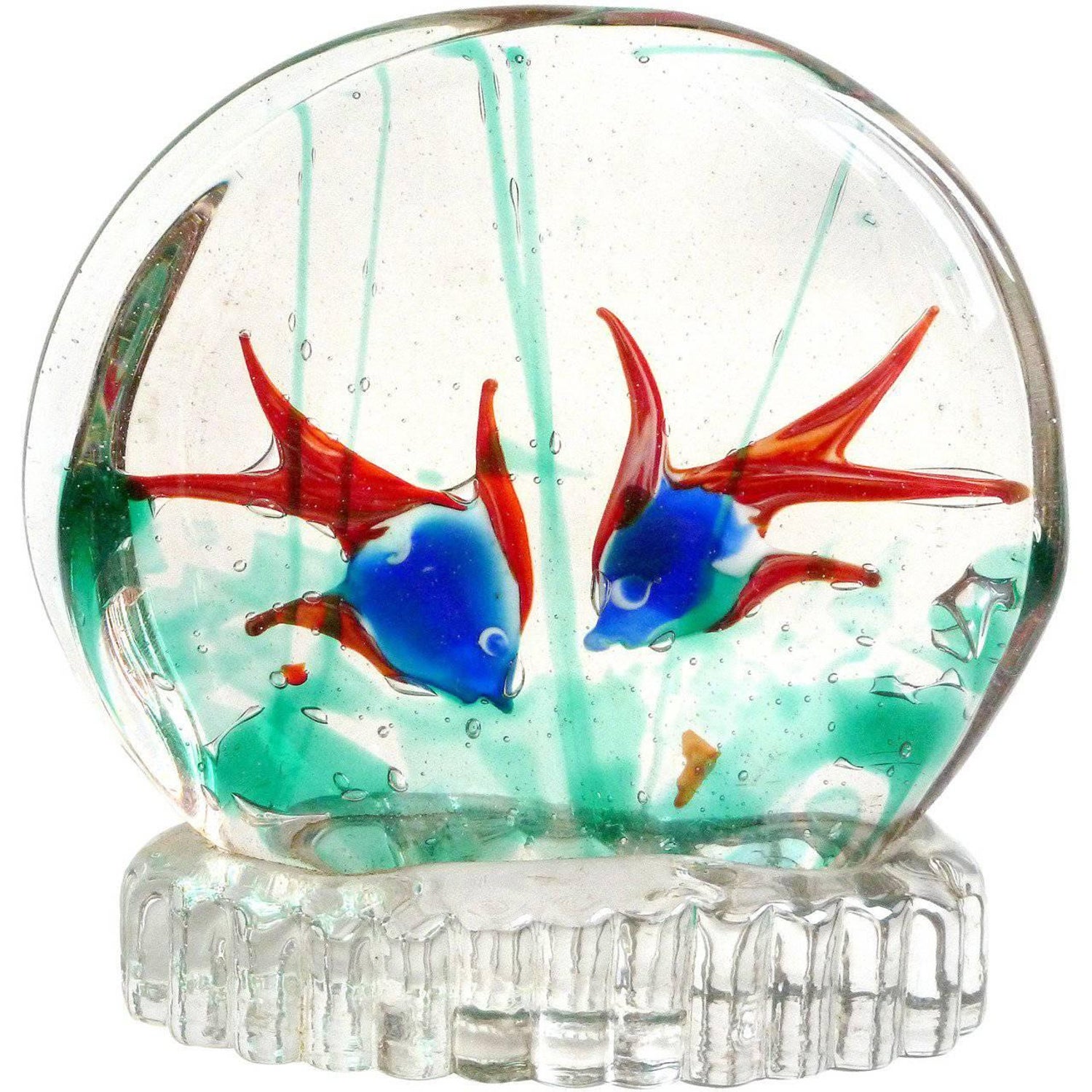 murano double side two color fish italian aquarium sculpture paperweight