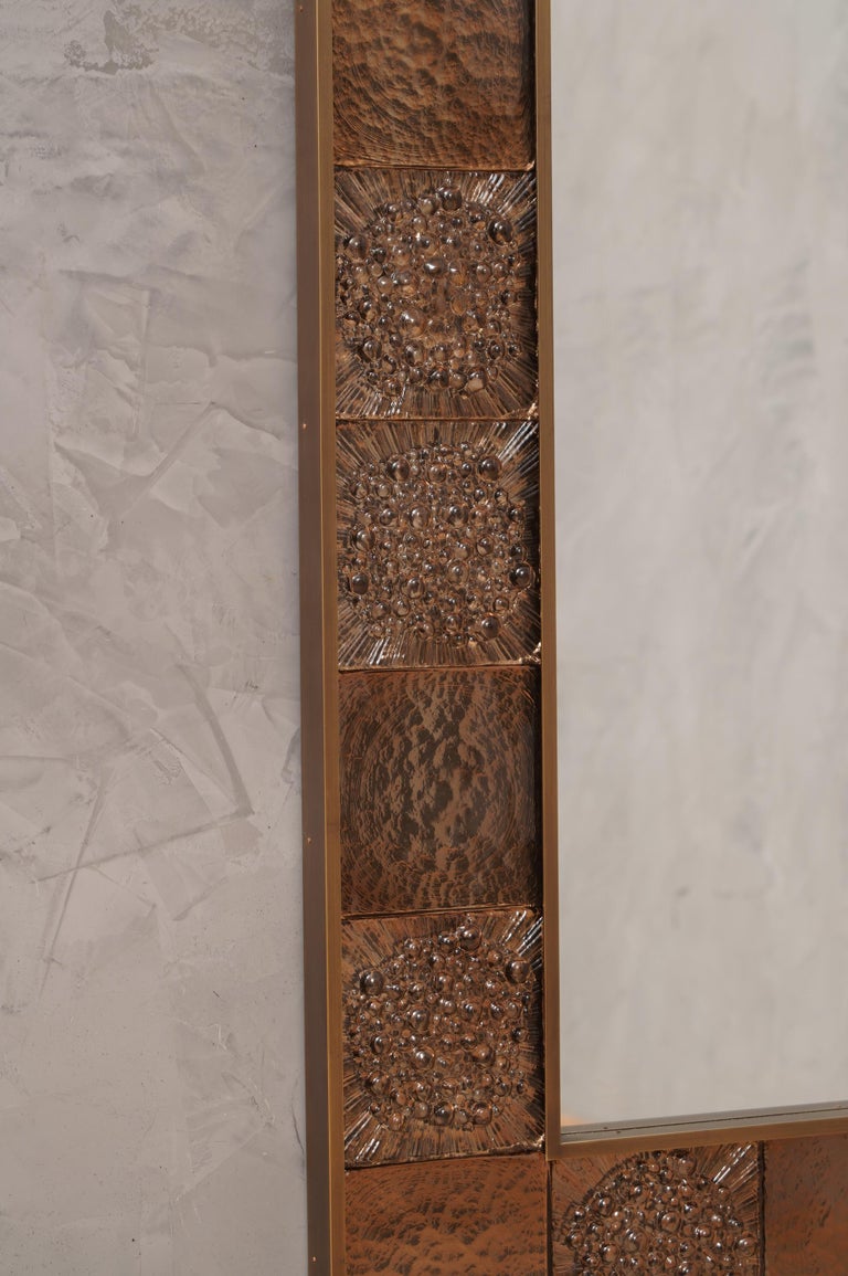 Visual Reference: Murano Dove Gray Color Glass And Brass Wall Mirror 1990