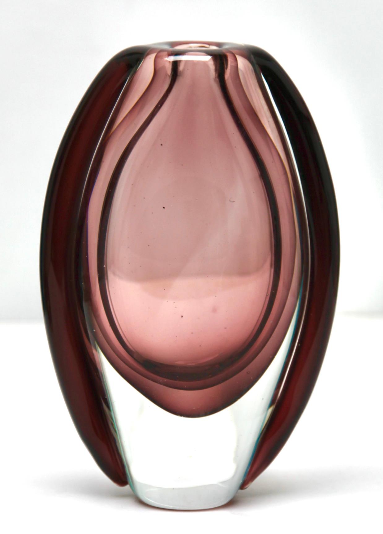 20th Century Murano Drop Vases Whit a Thick Sommerso 'Clear Glass Casing'