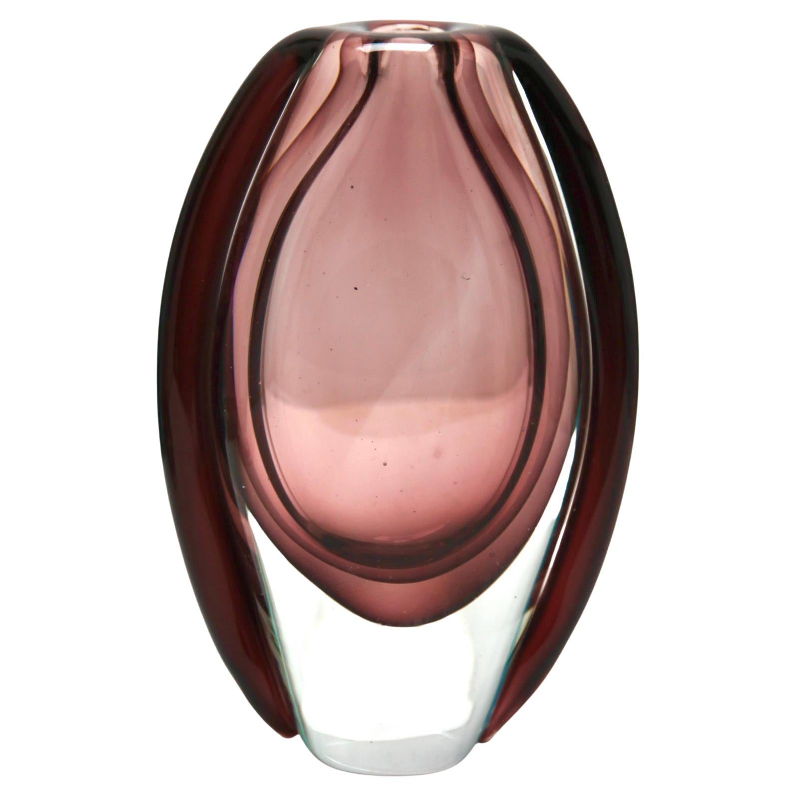 Murano Drop Vases Whit a Thick Sommerso 'Clear Glass Casing'