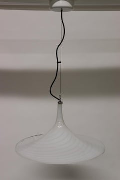 Murano Due Pendant Light Murano Hand Blown White Rigadin Glass