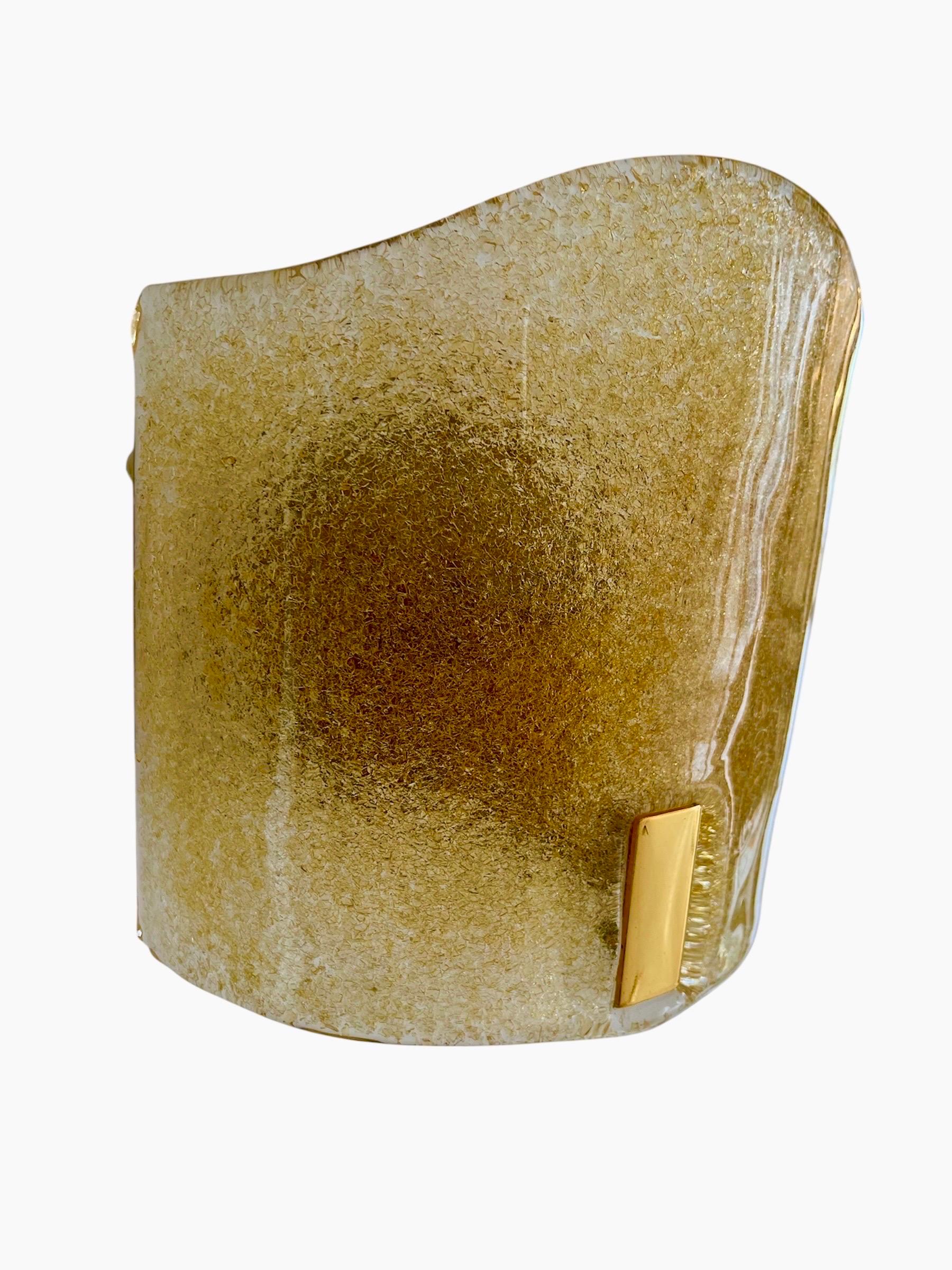 Italian Murano Due wall lighting 24 ct Gilt gold , Italy 1990 For Sale