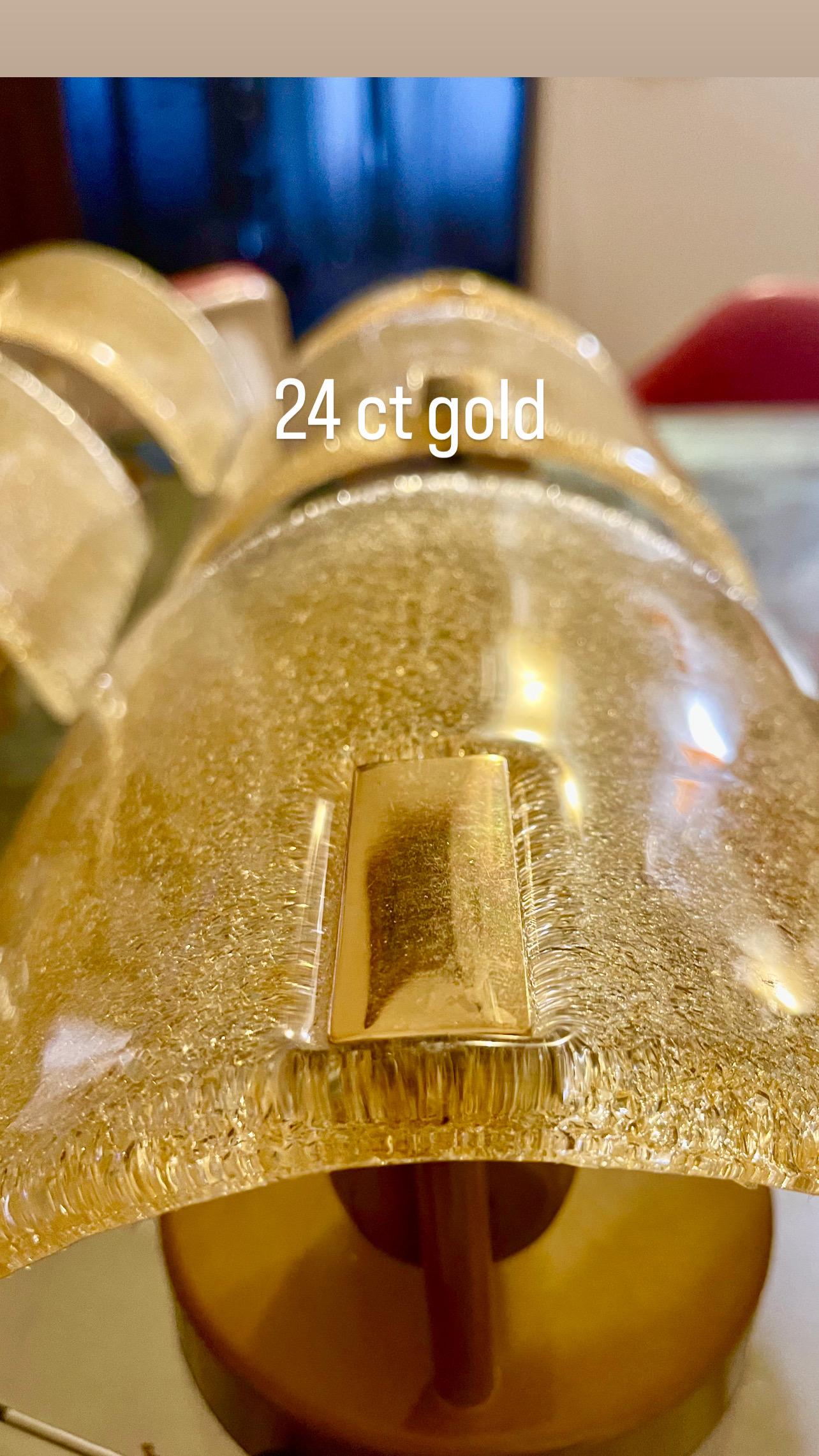 Late 20th Century Murano Due wall lighting 24 ct Gilt gold , Italy 1990 For Sale