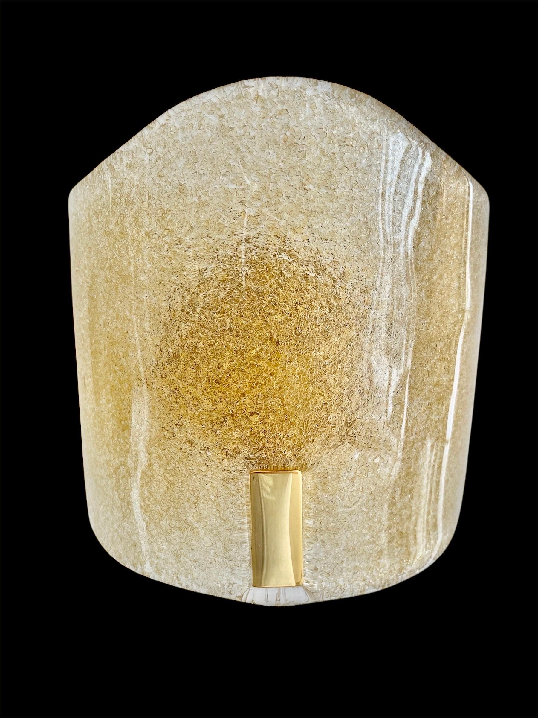 Late 20th Century Murano Due wall lighting 24 ct Gilt gold Pair , Italy 1990 For Sale