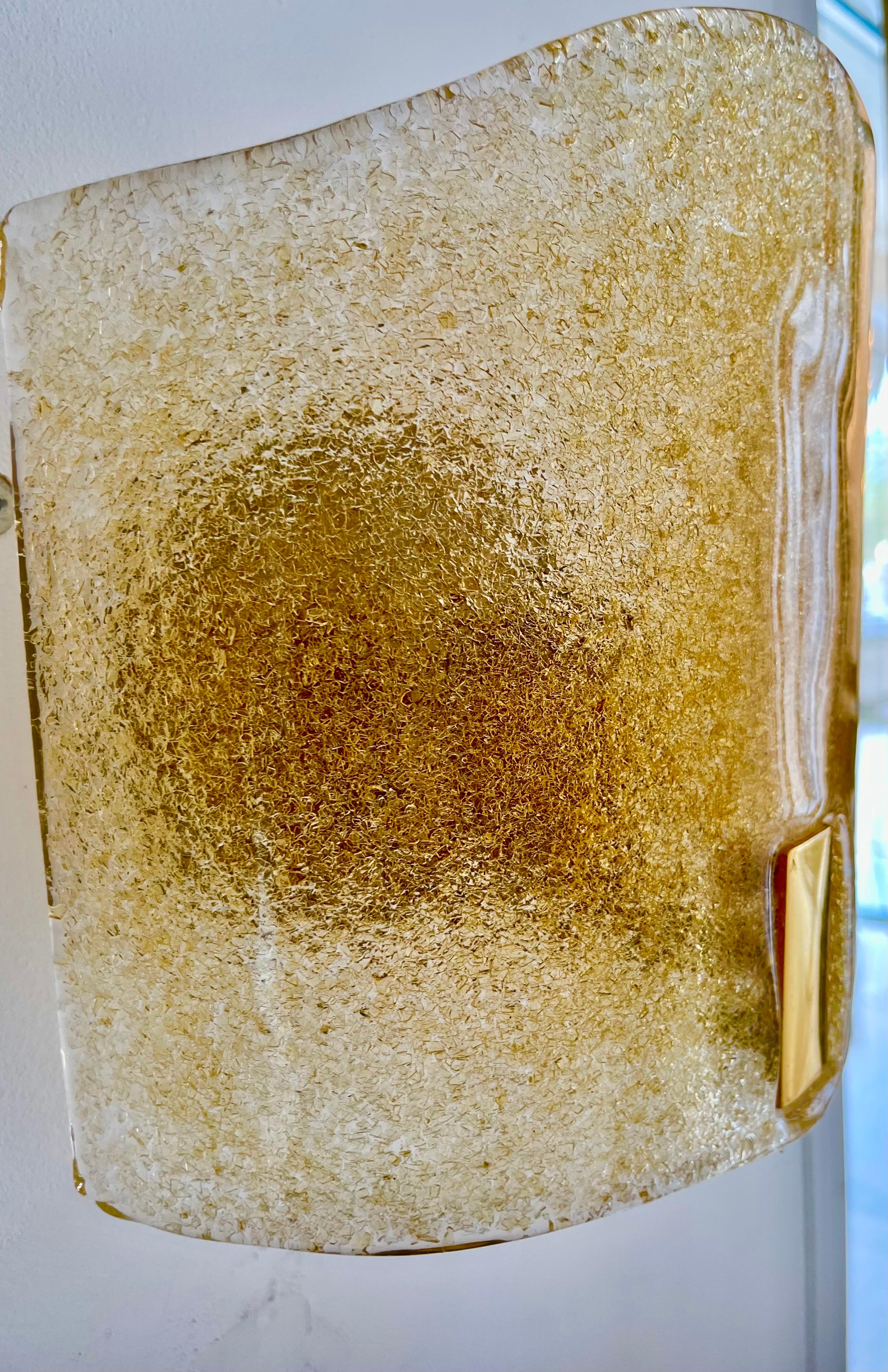 Murano Glass Murano Due wall lighting 24 ct Gilt gold Pair , Italy 1990 For Sale