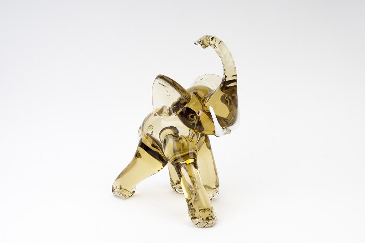 Glass Murano Elephant Sculpture by Ercole Barovier for Barovier & Toso, 1950s For Sale