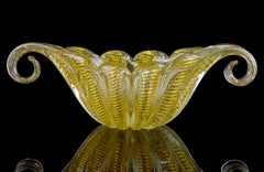 Ciotola di Murano Barovier&Toso in vetro artistico italiano a foglia d'oro con bordo svasato Gondola