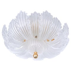 Einbau-Kronleuchter aus Murano-Satin 25,6" und Messing, Barovier & Toso, Italien