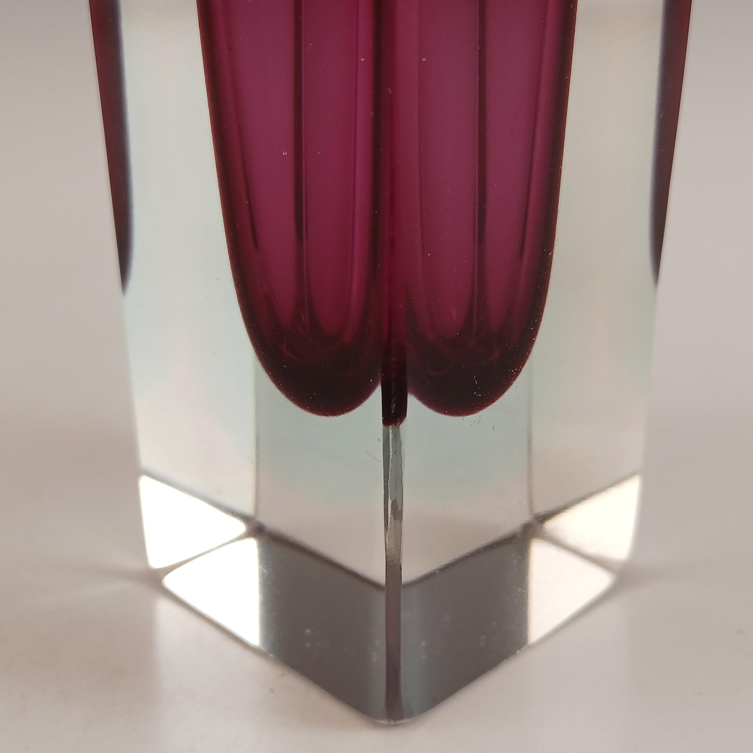 Murano Facettierte lila & blaue Sommerso-Glasblock-Vase aus Muranoglas im Zustand „Gut“ im Angebot in Bolton, GB