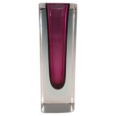 Murano Faceted Purple & Blue Sommerso Glass Block Vase