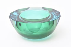 Murano Faceted Sommerso Geode Glass Caviar Bowl Italian Vintage