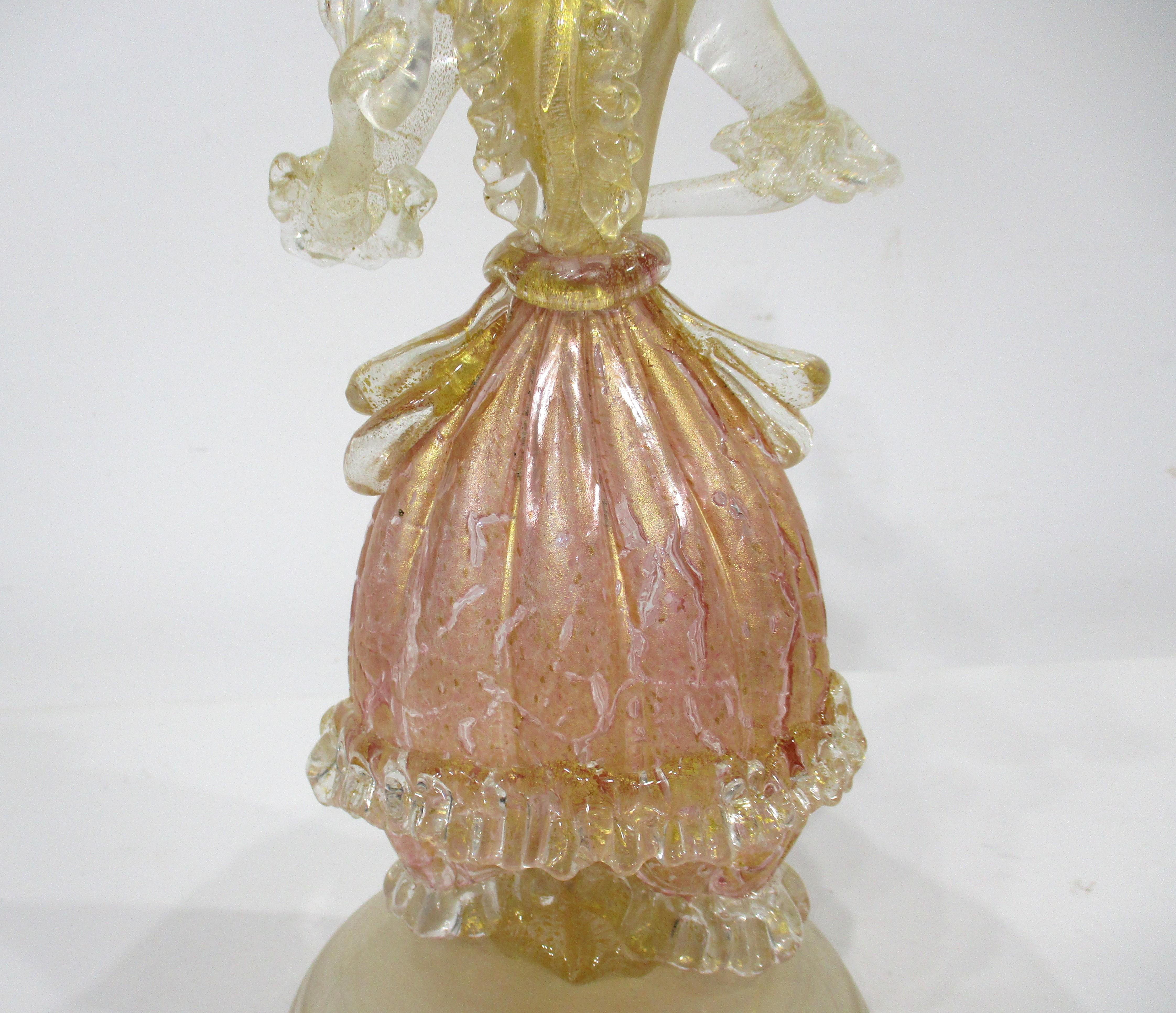 Baroque Revival Murano Female Figurine in the style of Seguso Vetri dArte For Sale