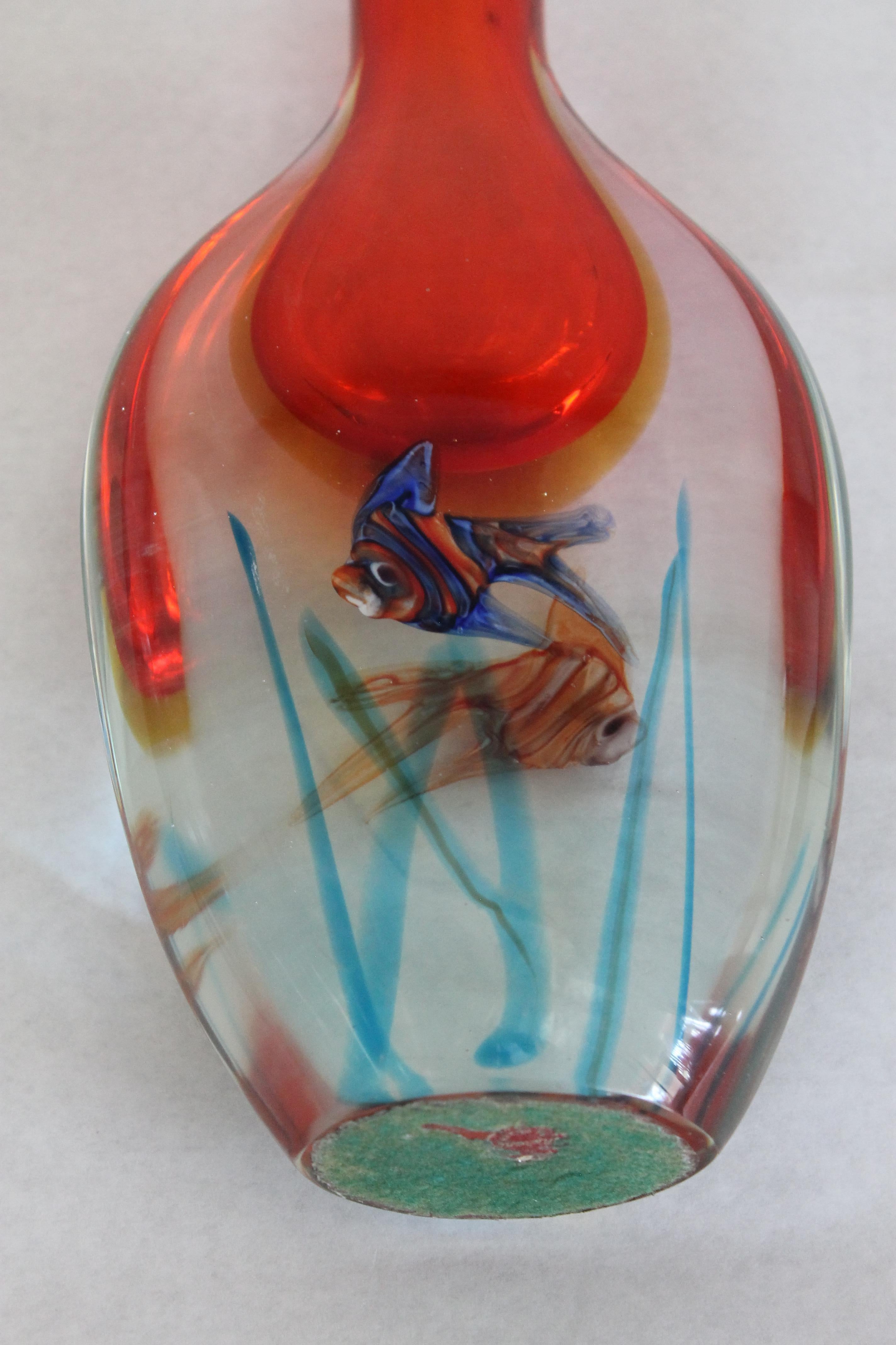 Murano-Vase aus mundgeblasenem Aquariumglas, Alfredo Barbini zugeschrieben im Angebot 2