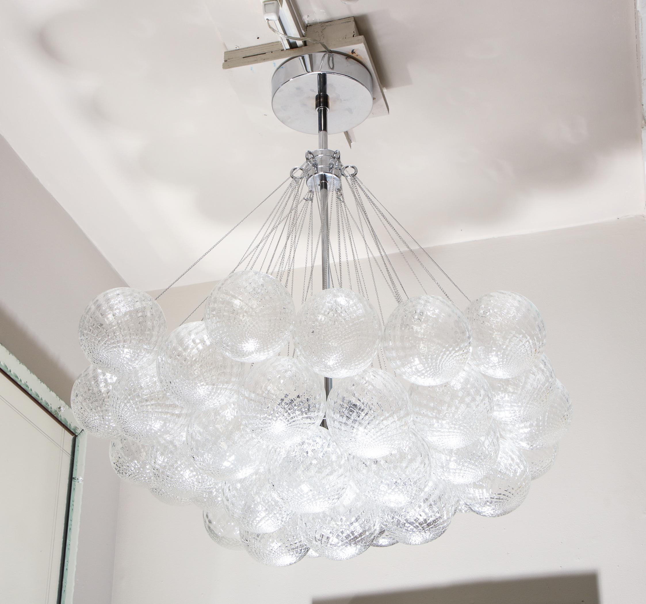 Modern Murano Floating Clustered Globe Chandelier in Polished Nickel For Sale