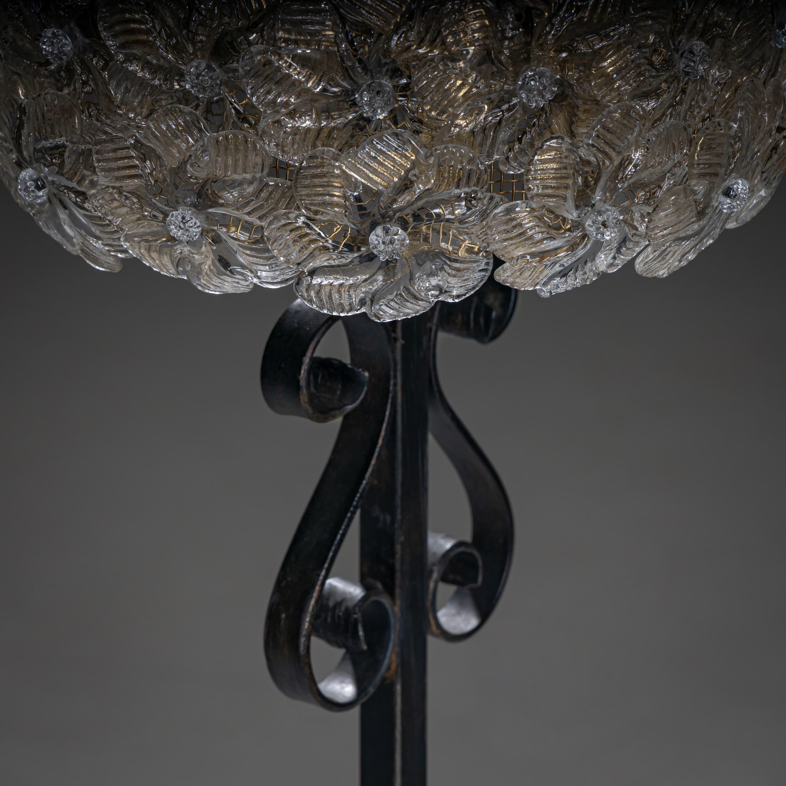 Murano Floor Lamp ‘Millefiori’ with Glass Flowers, attributed to Barovier & Toso For Sale 5