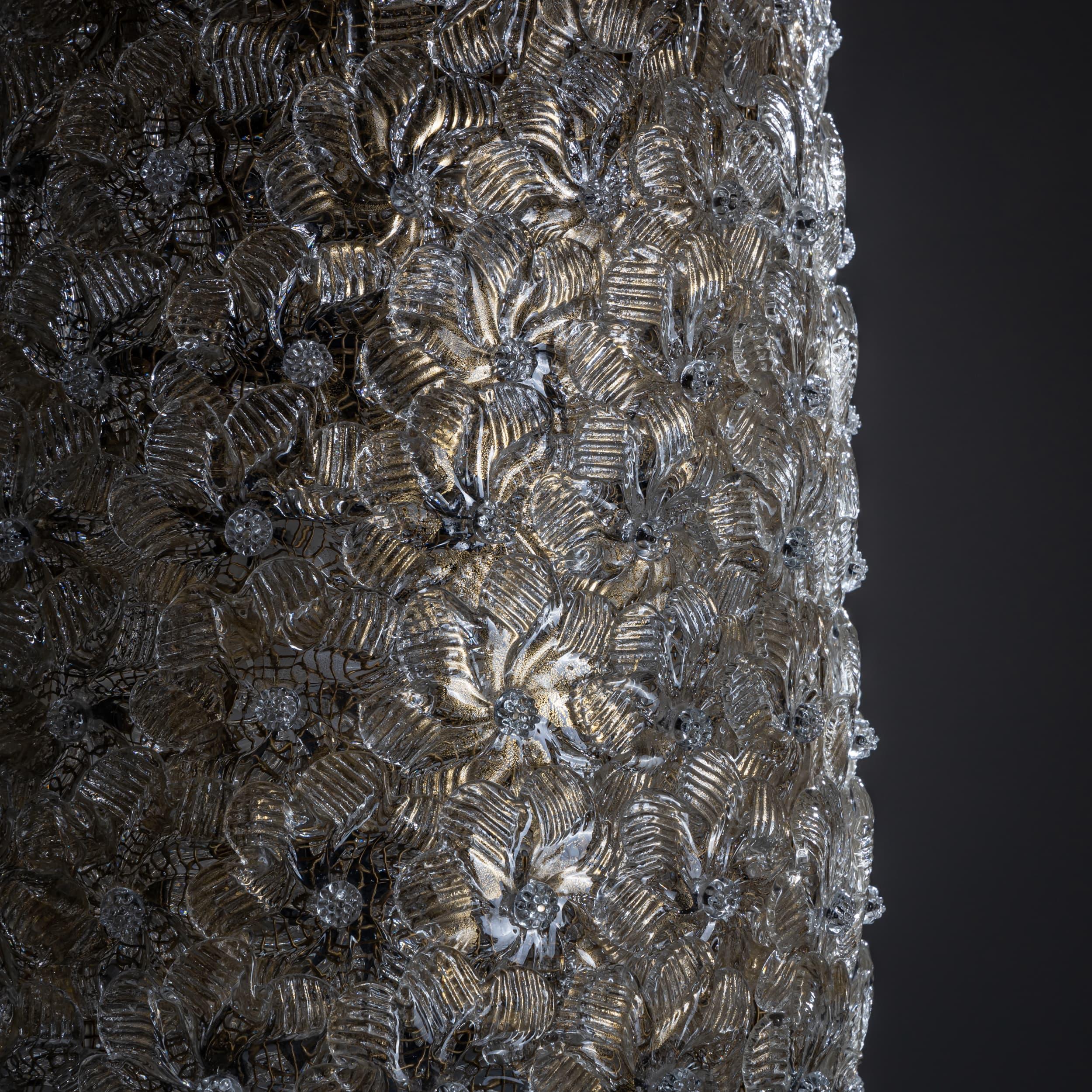 Italian Murano Floor Lamp ‘Millefiori’ with Glass Flowers, attributed to Barovier & Toso For Sale