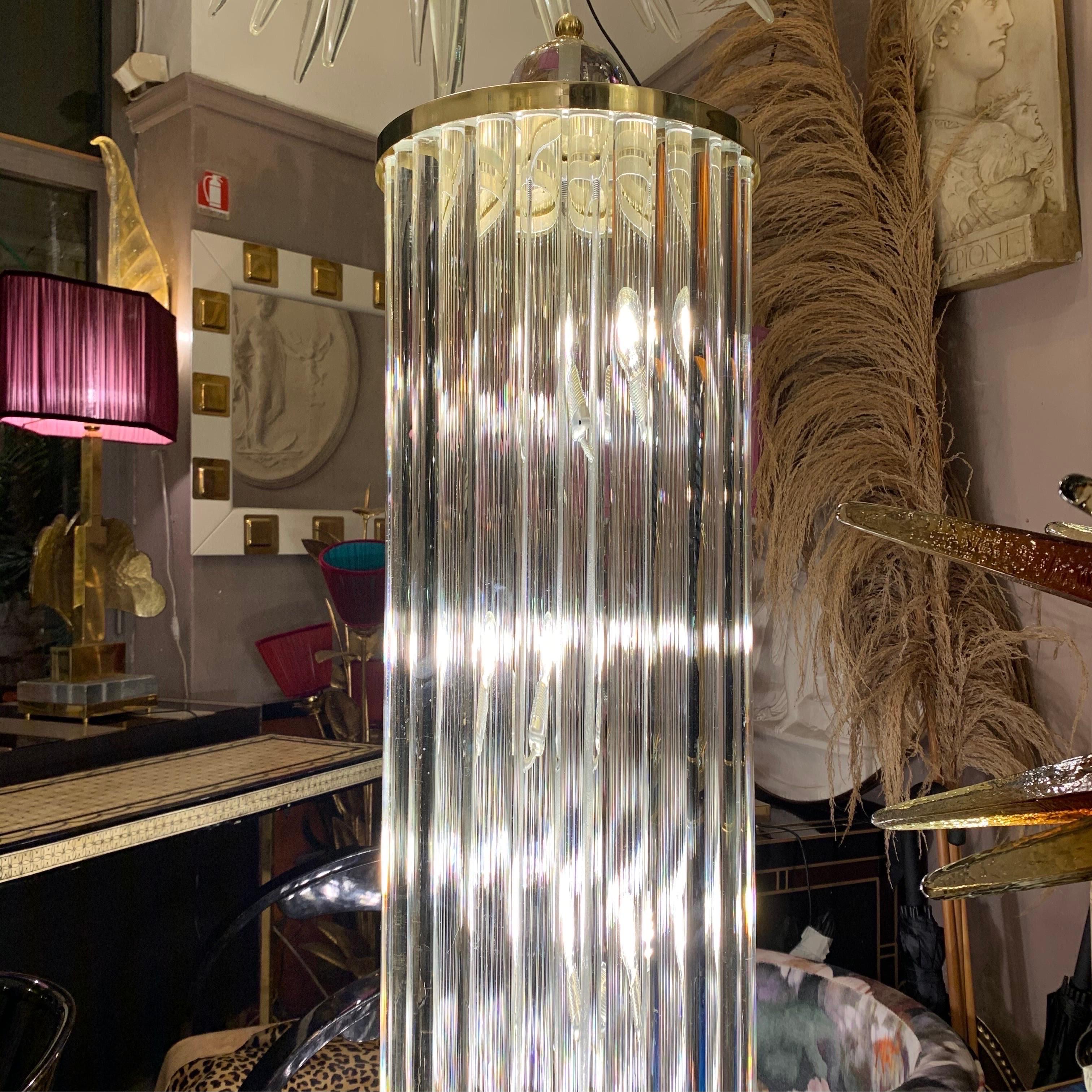 Murano Floor Lamp with Clear Glass Rods, Column Shape, 1980s For Sale 1