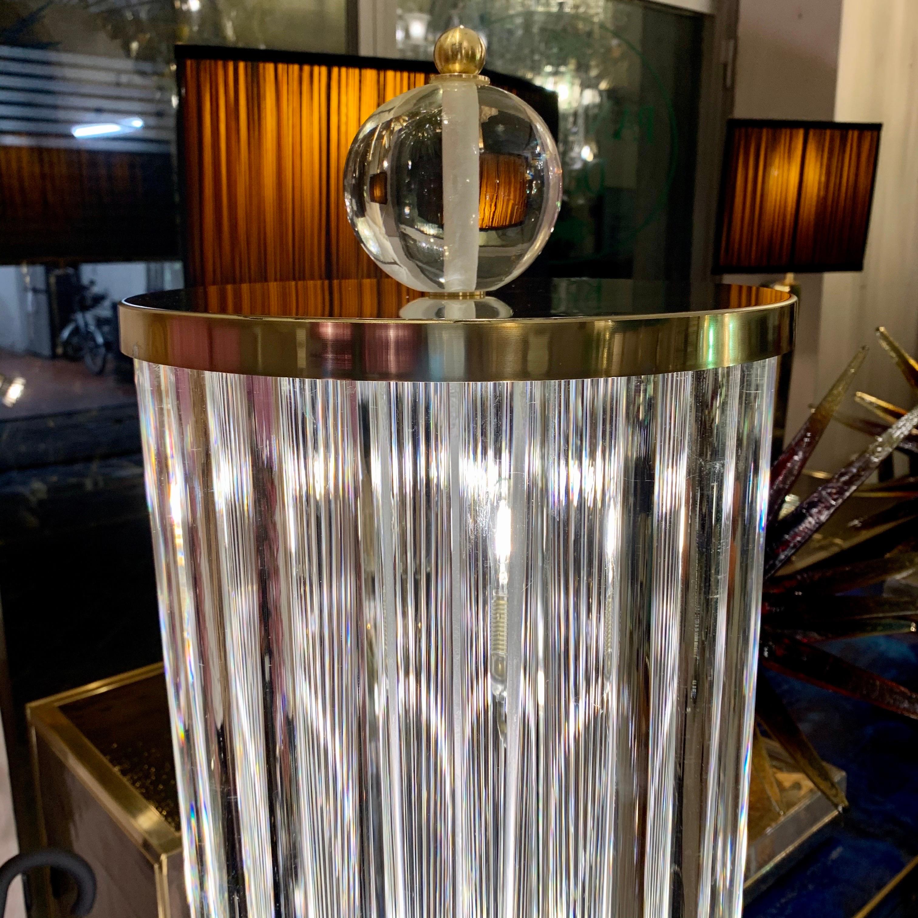 Lampadaire de Murano avec tiges en verre transparent, forme de colonne, années 1980 en vente 2