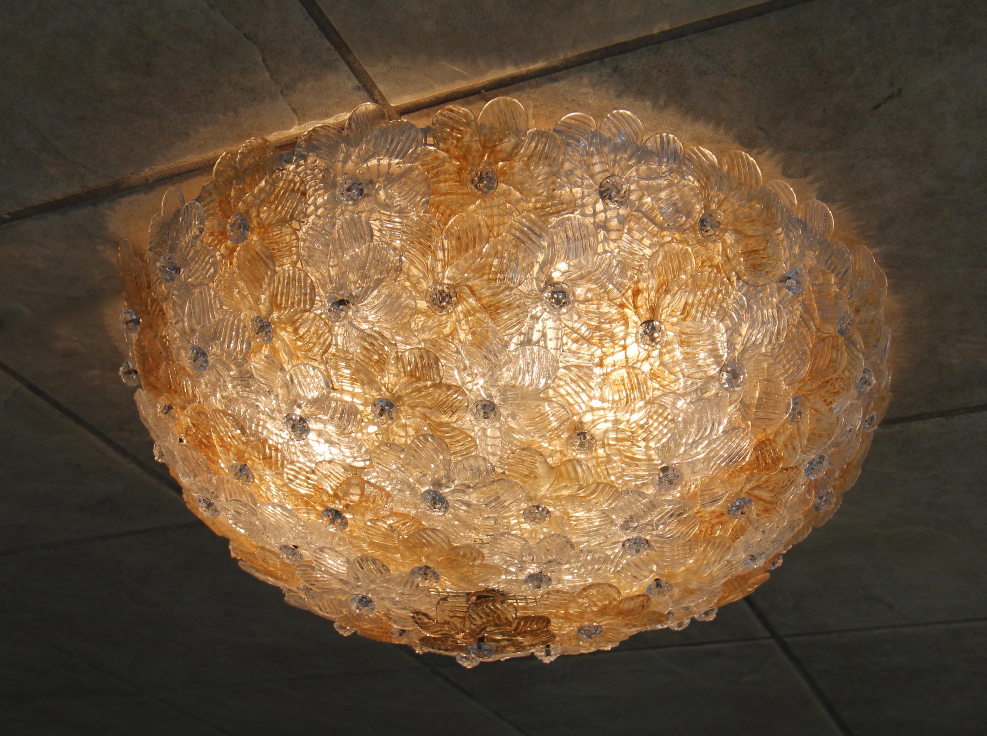 Murano Floral Flower Glass Flushmount Ceiling Light 8