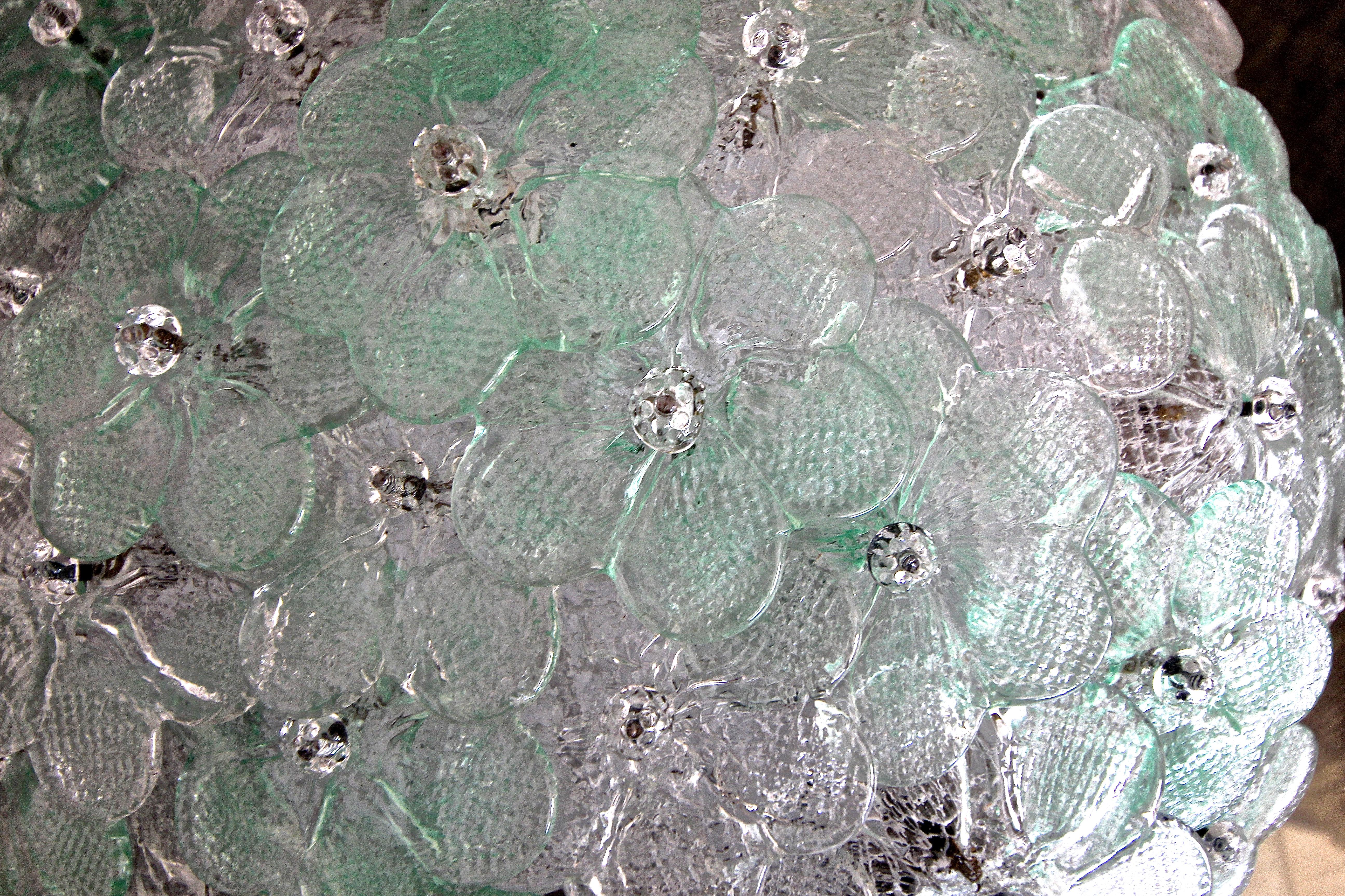 Murano Floral Flower Green Glass Flushmount Ceiling Light 5